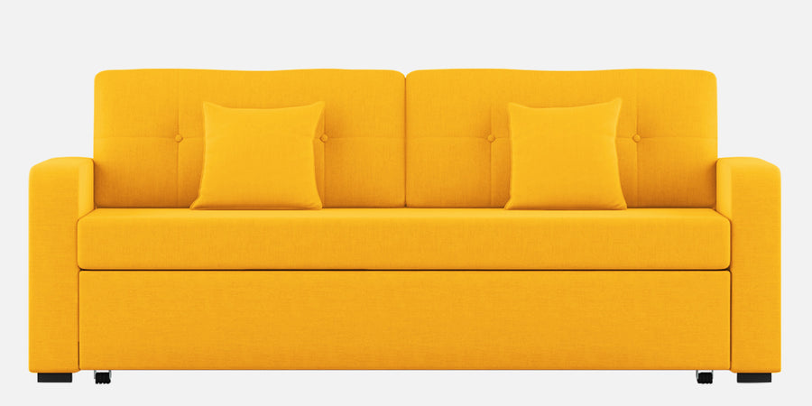 Rocky Fabric 3 Seater Pull Out Sofa Cum Bed In Bold Yellow Colour With Storage - Febonic Living