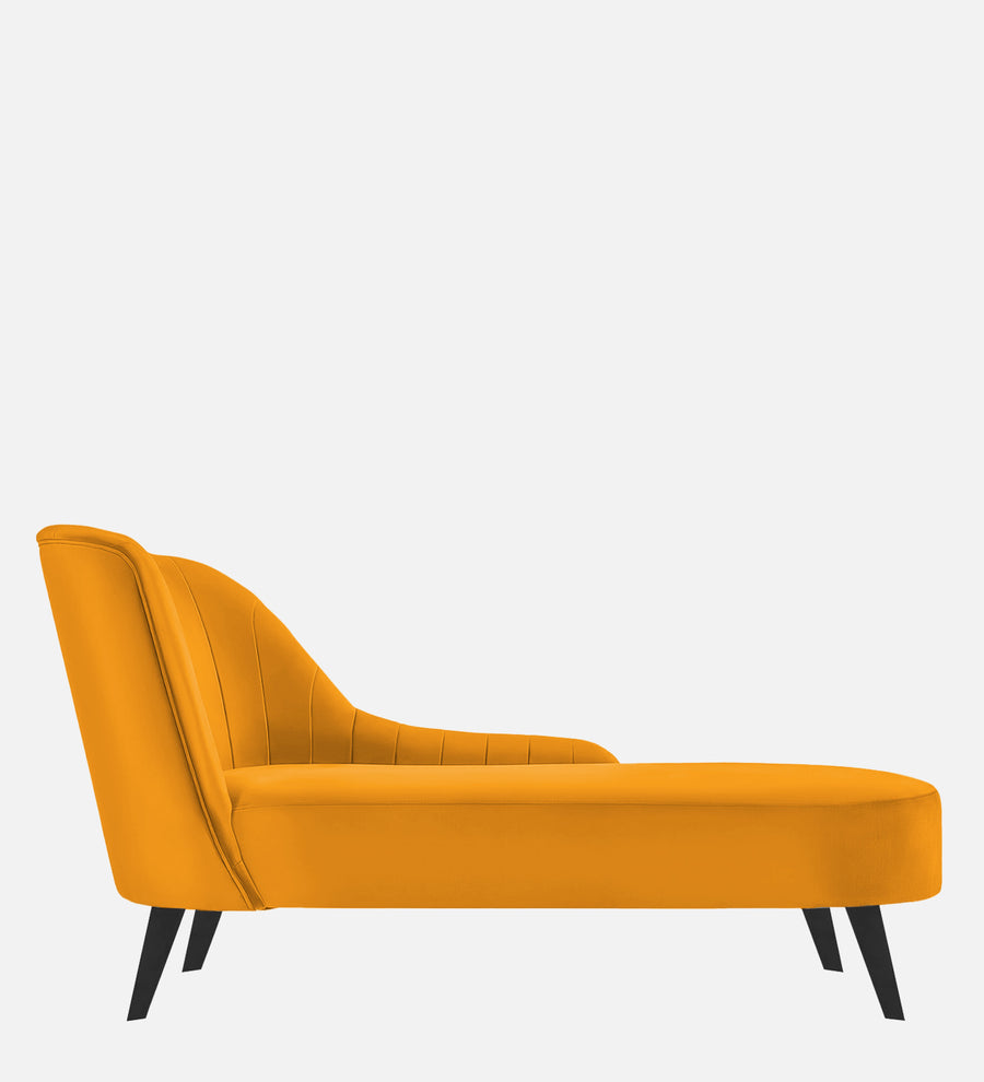 Flora Velvet Rhs Chaise Lounger In Saffron Yellow Colour - Febonic Living