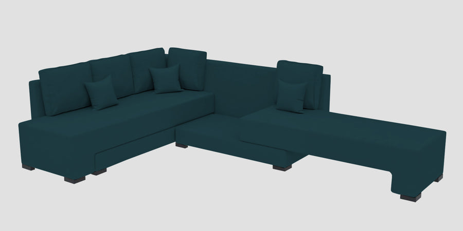 Corby Velvet Lhs 6 Seater Convertible Sofa Cum Bed In Arabian Green Colour - Febonic Living