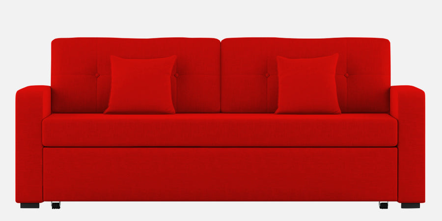 Rocky Fabric 3 Seater Pull Out Sofa Cum Bed In Ruby Red Colour With Storage - Febonic Living