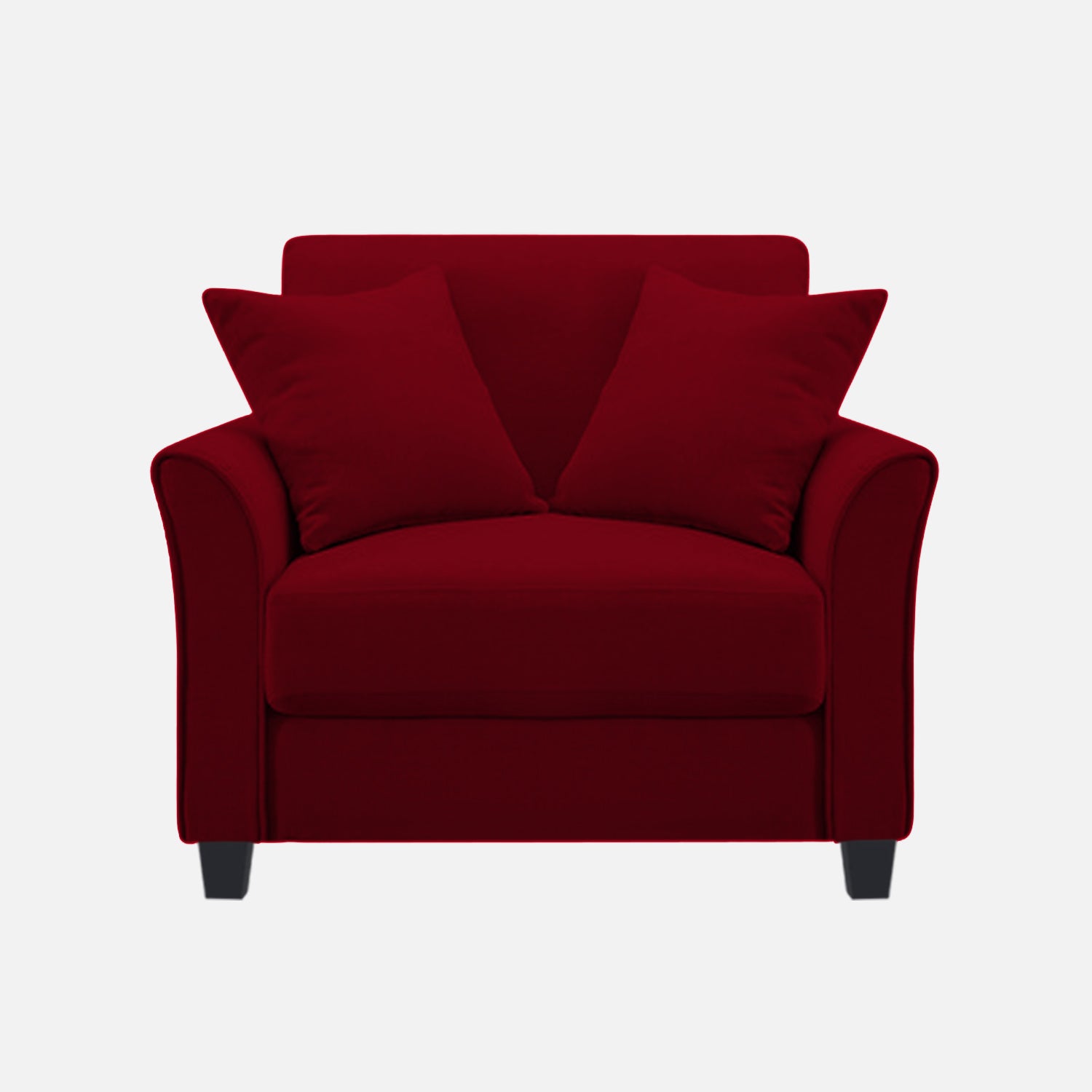 Daroo Velvet 1 Seater Sofa In Cherry Red Colour