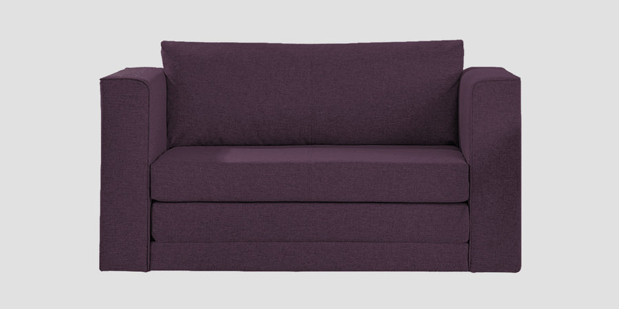 Kenia Fabric 2 Seater Foldable Sofa Cum Bed In Greek Purple Colour - Febonic Living