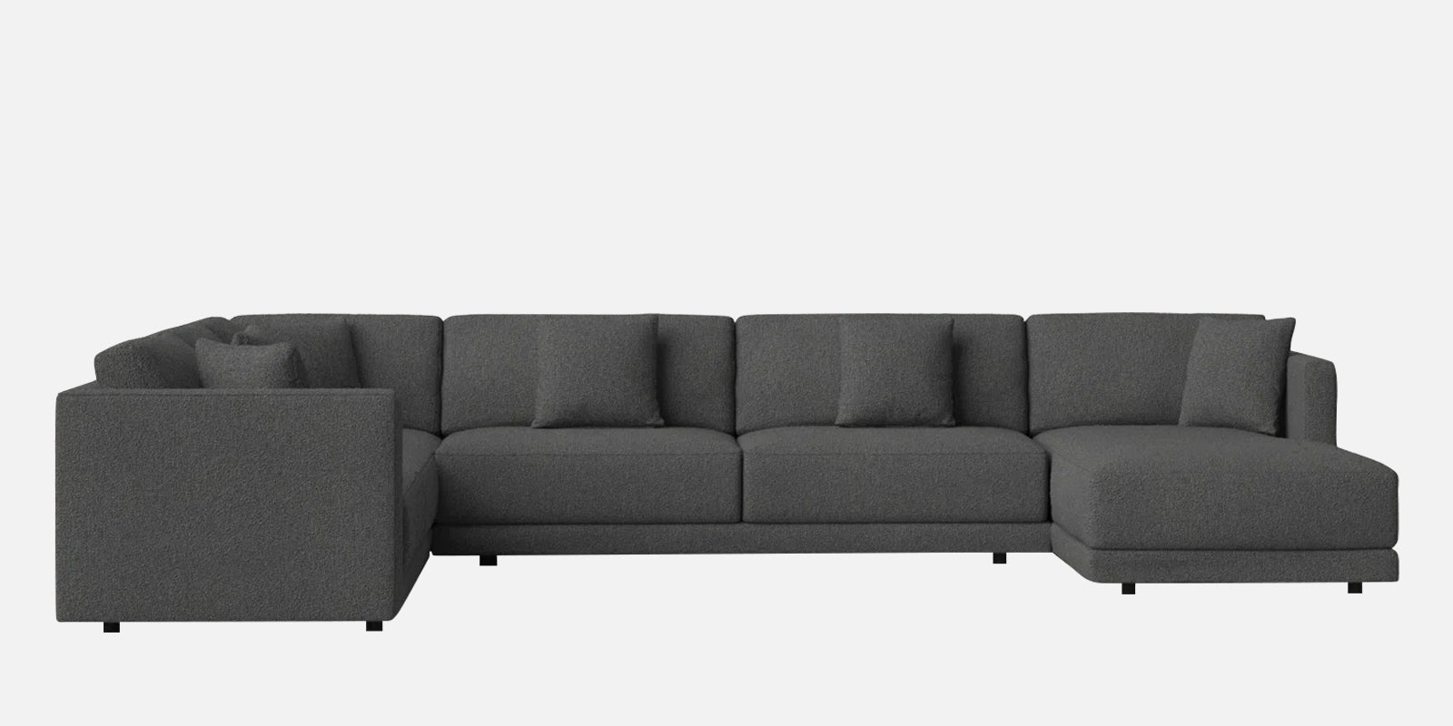 Carlin Fabric LHS 8 Seater Sectional Sofa In Charcoal Grey Colour