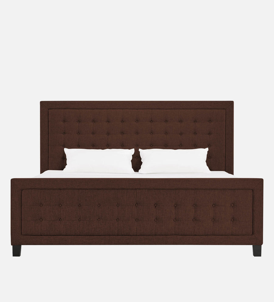 Kaster Fabric Upholstered King Size Bed In Coffee Brown Colour - Febonic Living