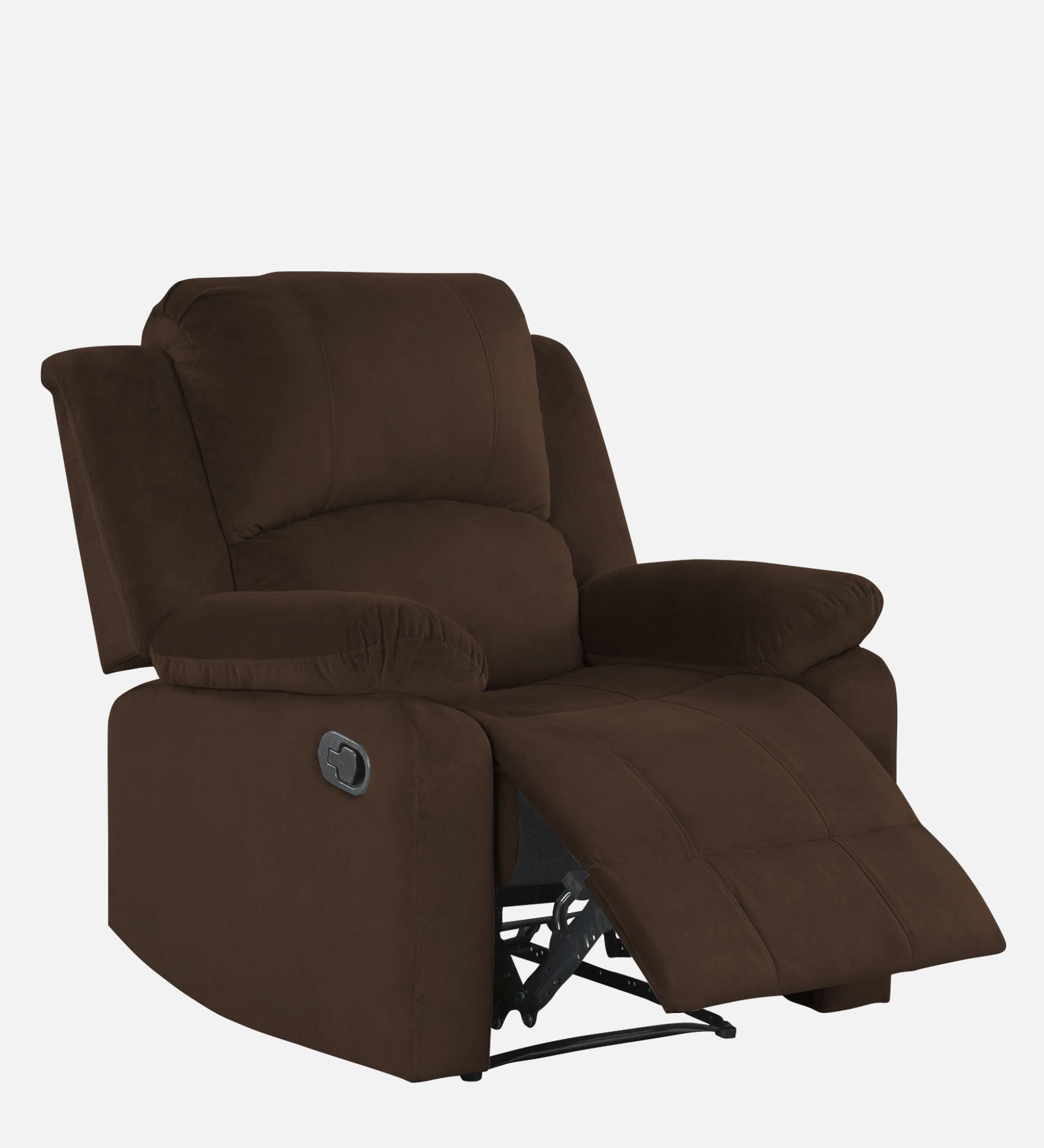 Henry Velvet Manual 1 Seater Recliner In Cholocate Brown Colour