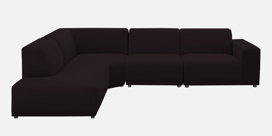 Adam Fabric Lhs Sectional Sofa 3 Ottoman Lounger In Cara Brown Colour - Febonic Living