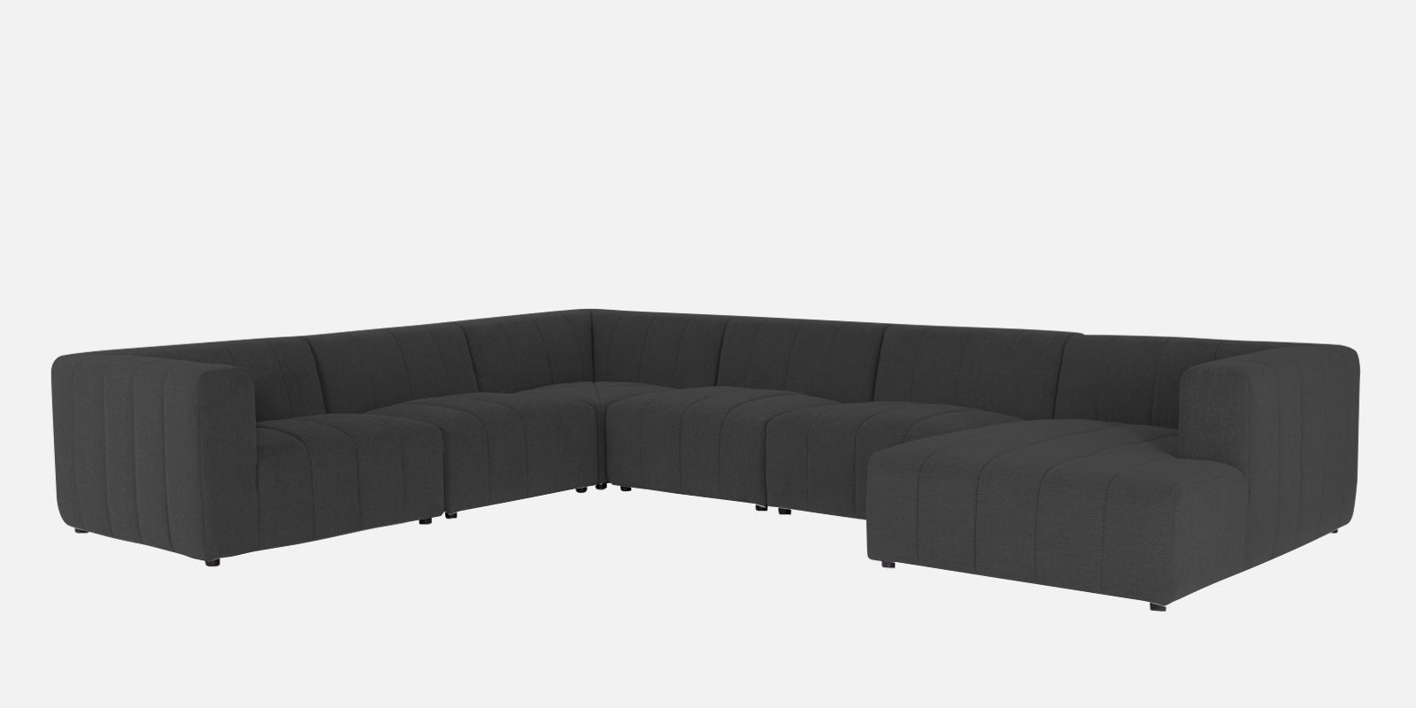 Damo Fabric LHS 8 Seater Sectional Sofa In Charcoal Grey Colour