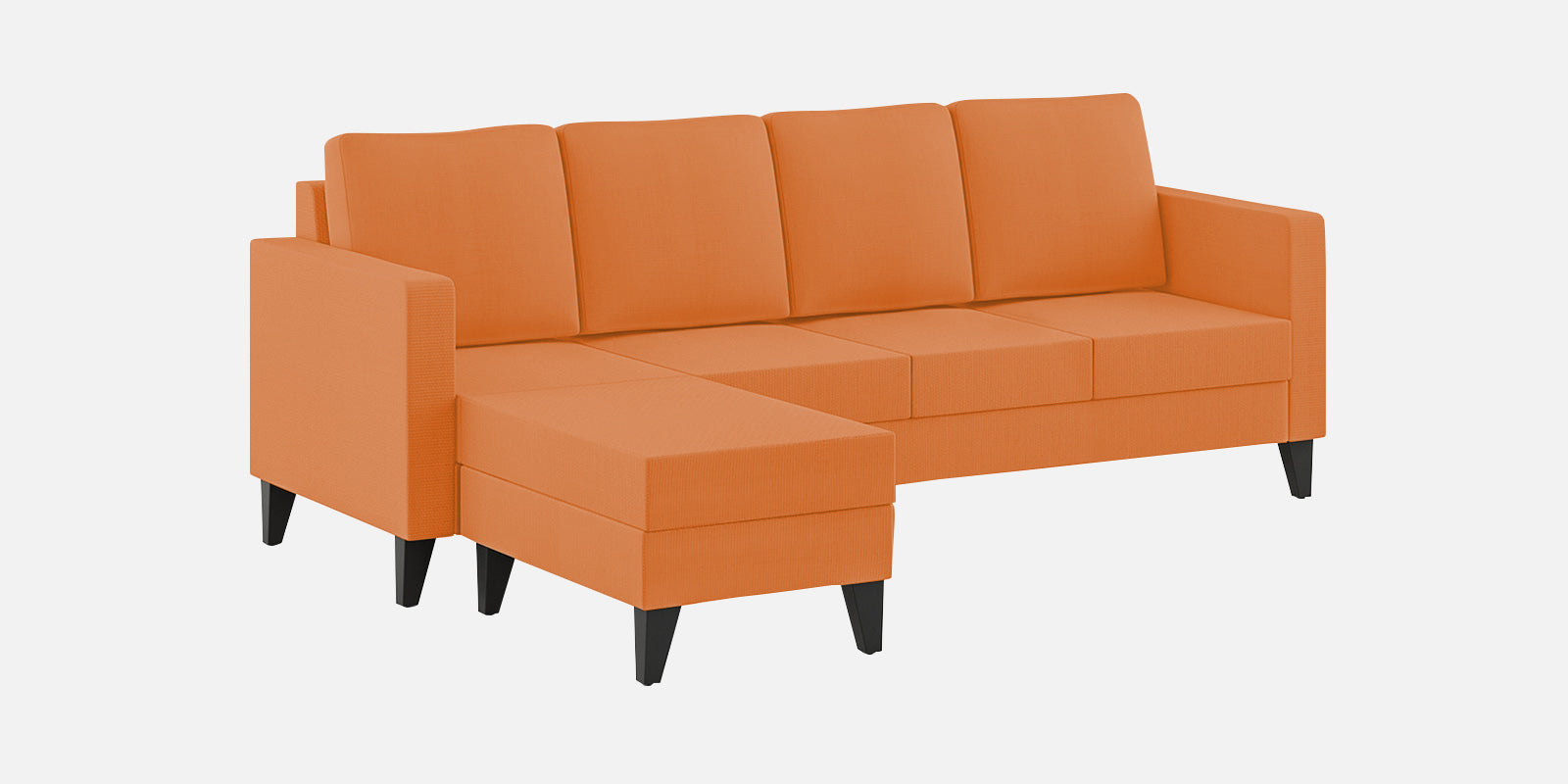 Nori Fabric RHS Sectional Sofa (3 + Lounger) In Dark Orange Colour