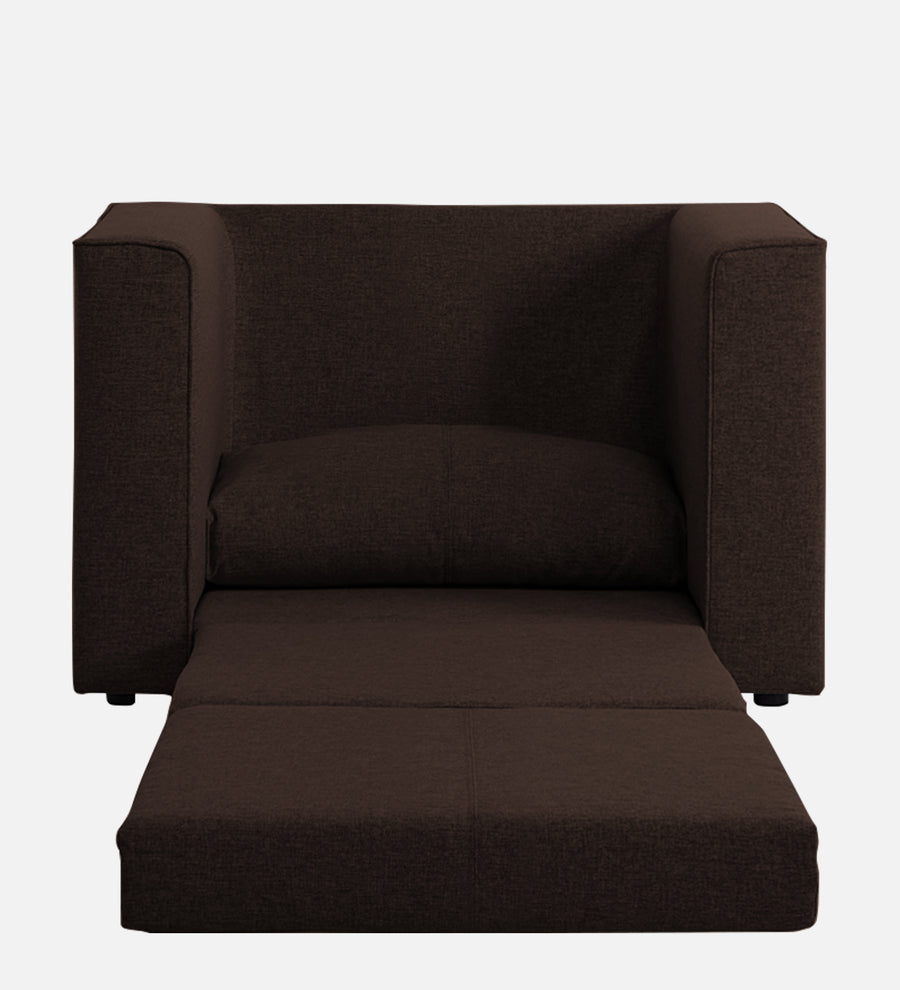 Kenia Fabric 1 Seater Foldable Sofa Cum Bed In Coffee Brown Colour - Febonic Living