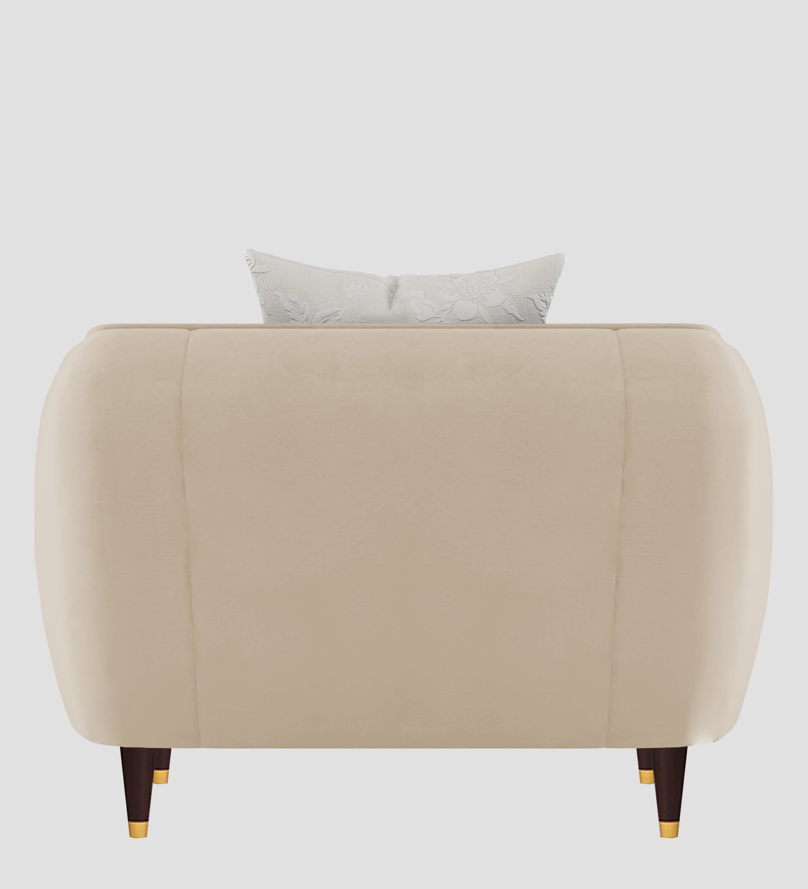 Hairo Velvet 1 Seater Sofa In  Cream Beige Colour - Febonic Living