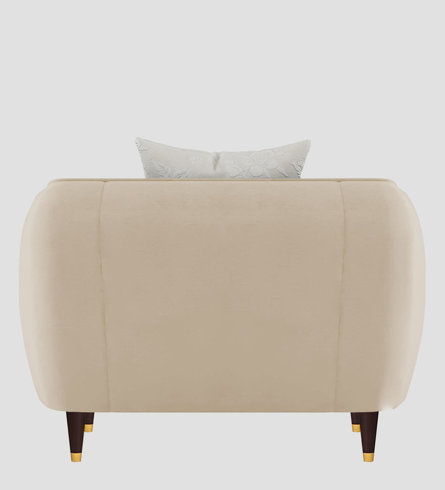 Hairo Velvet 1 Seater Sofa In Cream Beige Colour - Febonic Living
