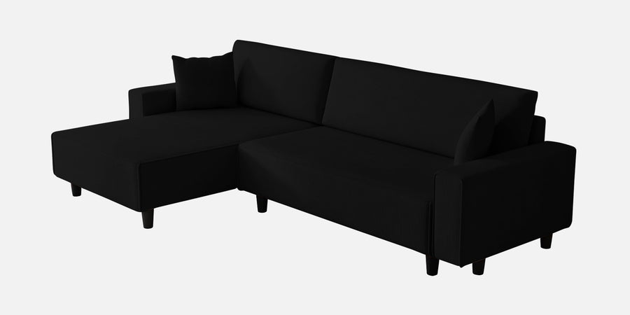 Peach Fabric Lhs 6 Seater Sofa Cum Bed With Storage In Zed Black Colour - Febonic Living