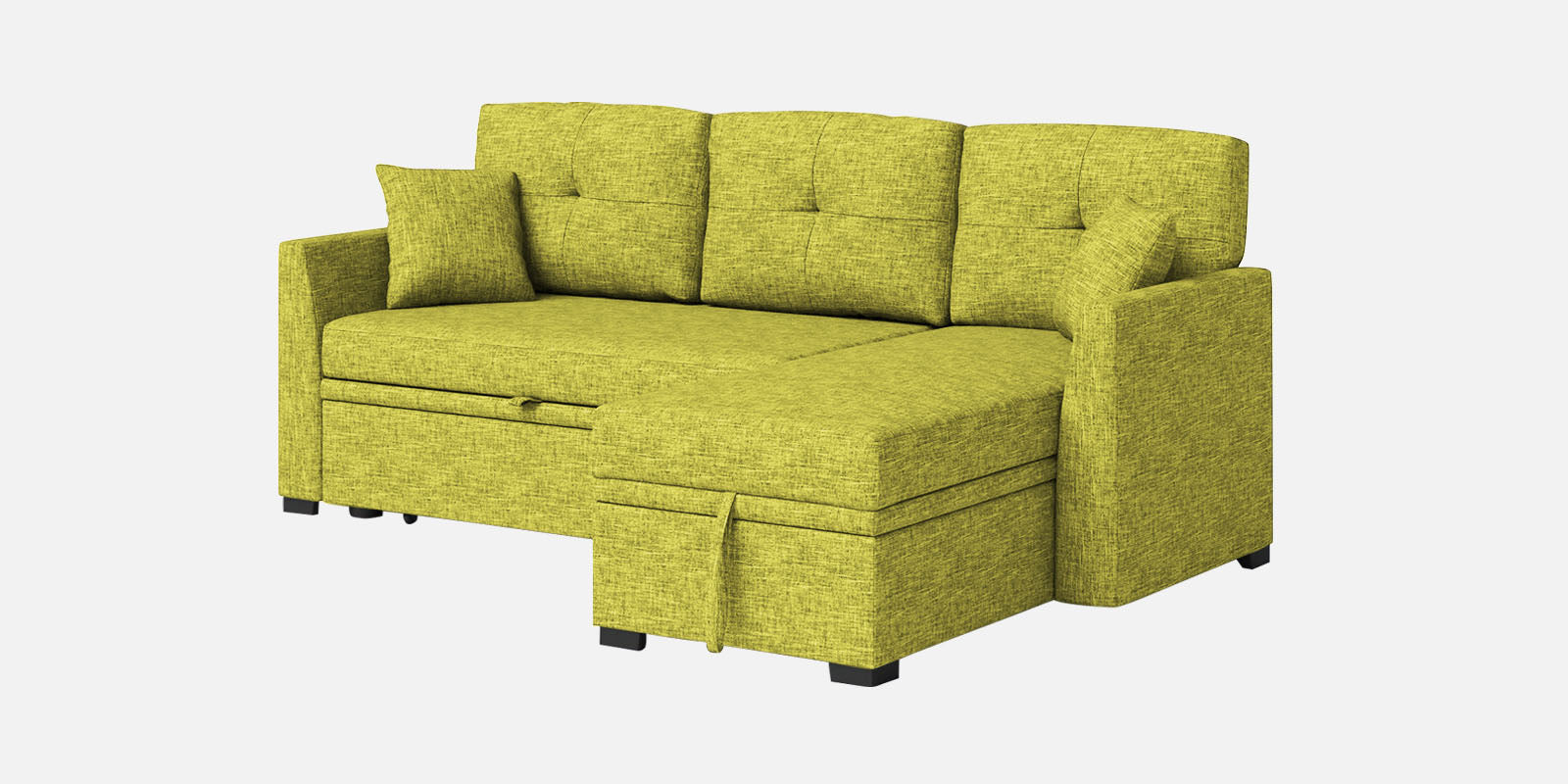 Jody Fabric 3 Seater Pull Out Sofa Cum Bed In Parrot Green Colour