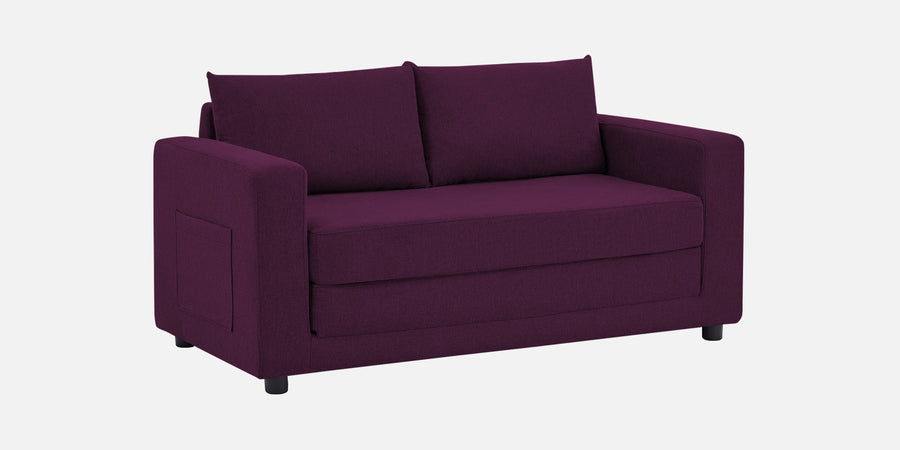 Roman Fabric 3 Seater Foldable Sofa Cum Bed In Greek Purple Colour With Usb Port - Febonic Living