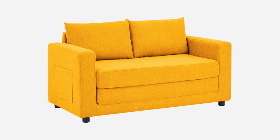 Roman Fabric 3 Seater Foldable Sofa Cum Bed In Bold Yellow Colour With Usb Port - Febonic Living