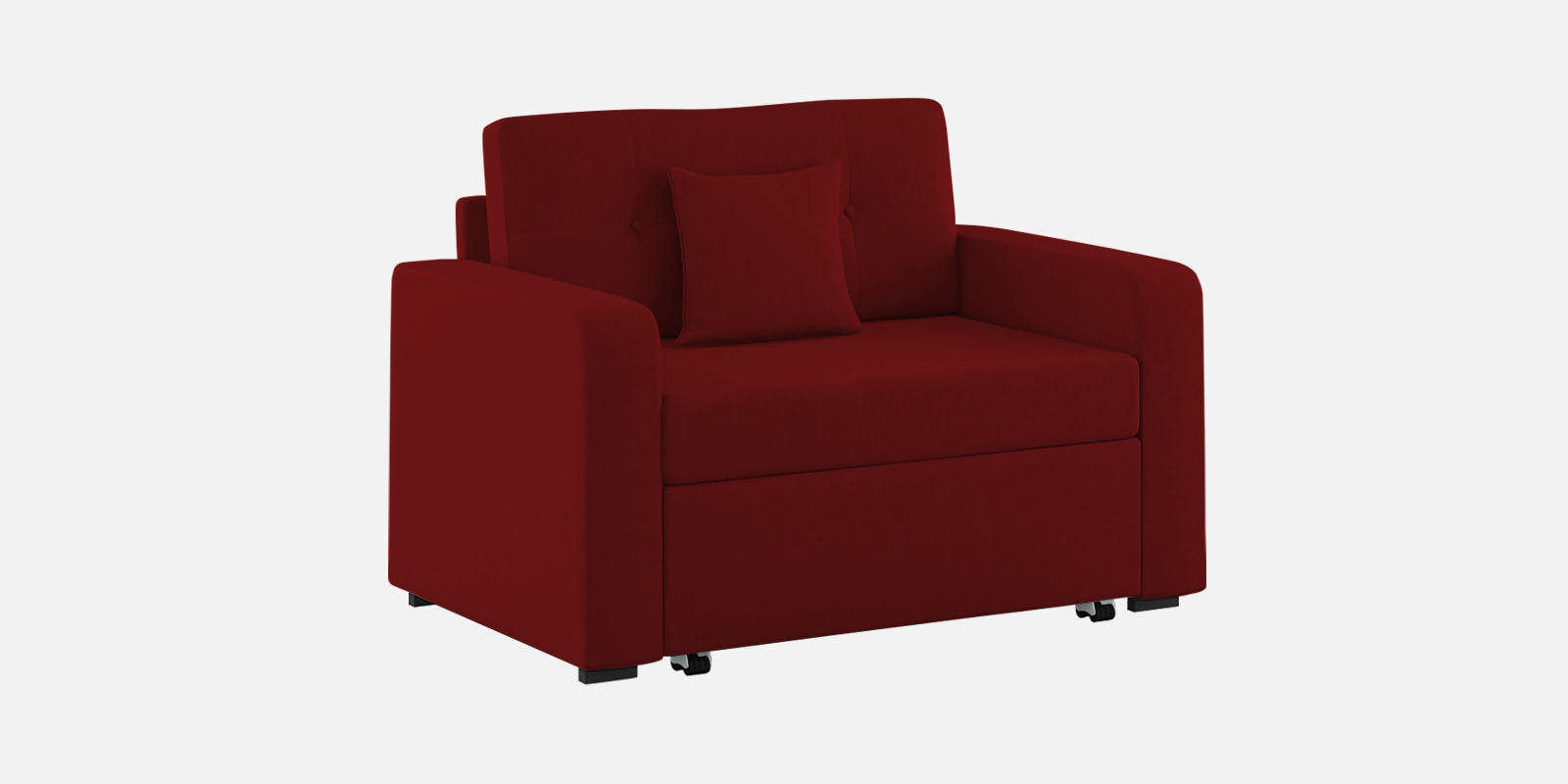 Rocky Fabric 2 Seater Pull Out Sofa Cum Bed In Blood Maroon Colour With Storage