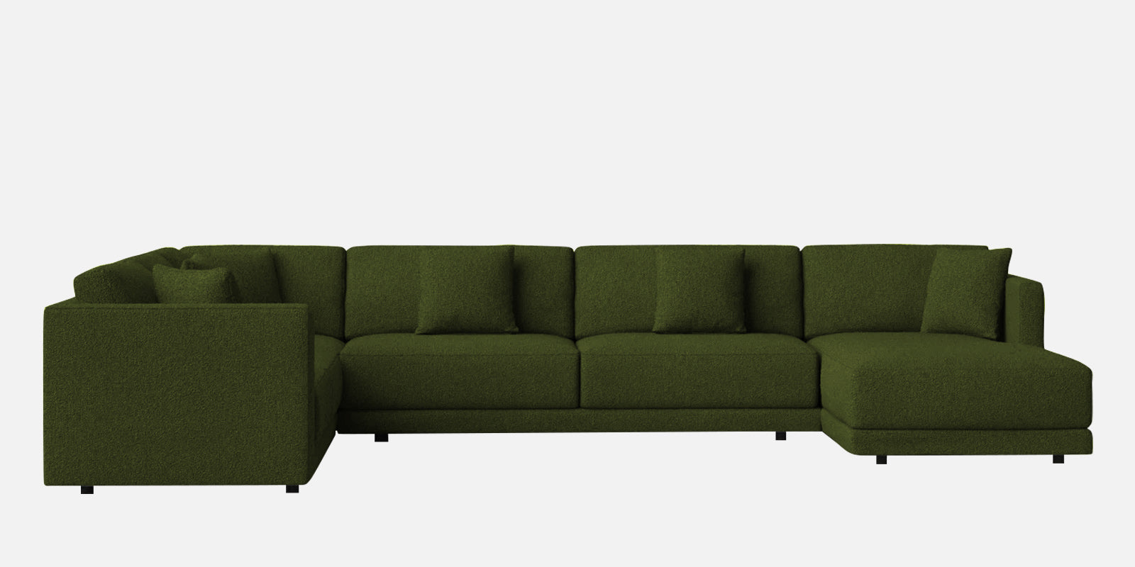 Carlin Fabric LHS 8 Seater Sectional Sofa In Olive Green Colour