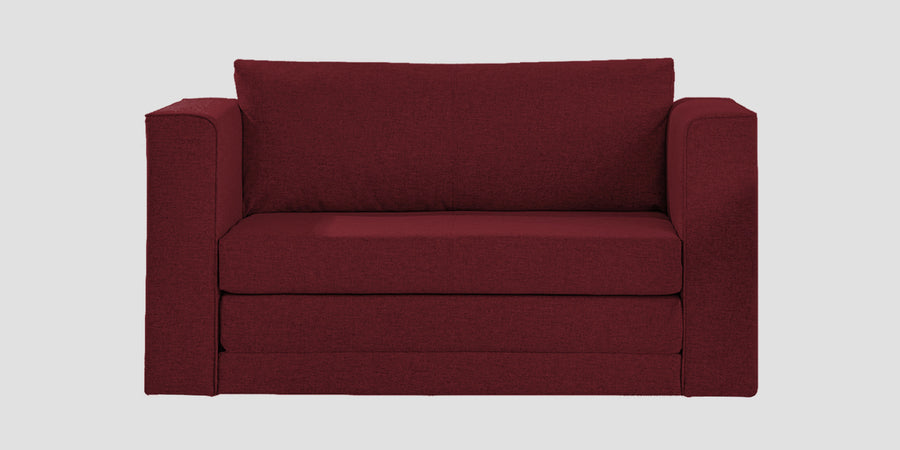 Kenia Fabric 2 Seater Foldable Sofa Cum Bed In Blood Maroon Colour - Febonic Living