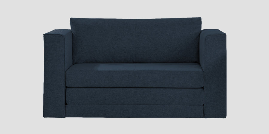 Kenia Fabric 2 Seater Foldable Sofa Cum Bed In Denim Blue Colour - Febonic Living