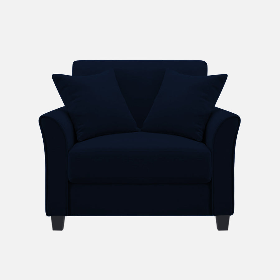 Daroo Velvet 1 Seater Sofa In Dark Blue Colour - Febonic Living