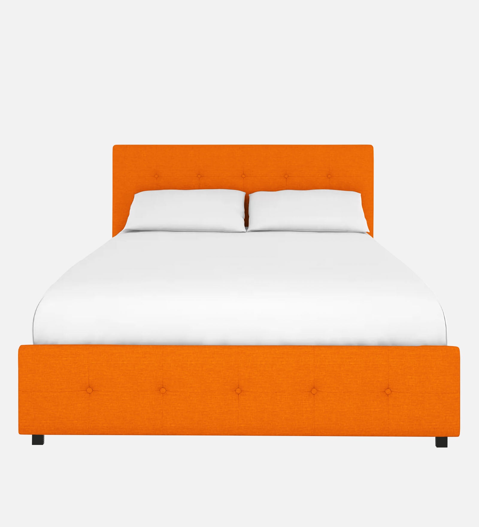 Lido Fabric Queen Size Bed In Vivid Orange Colour With Storage