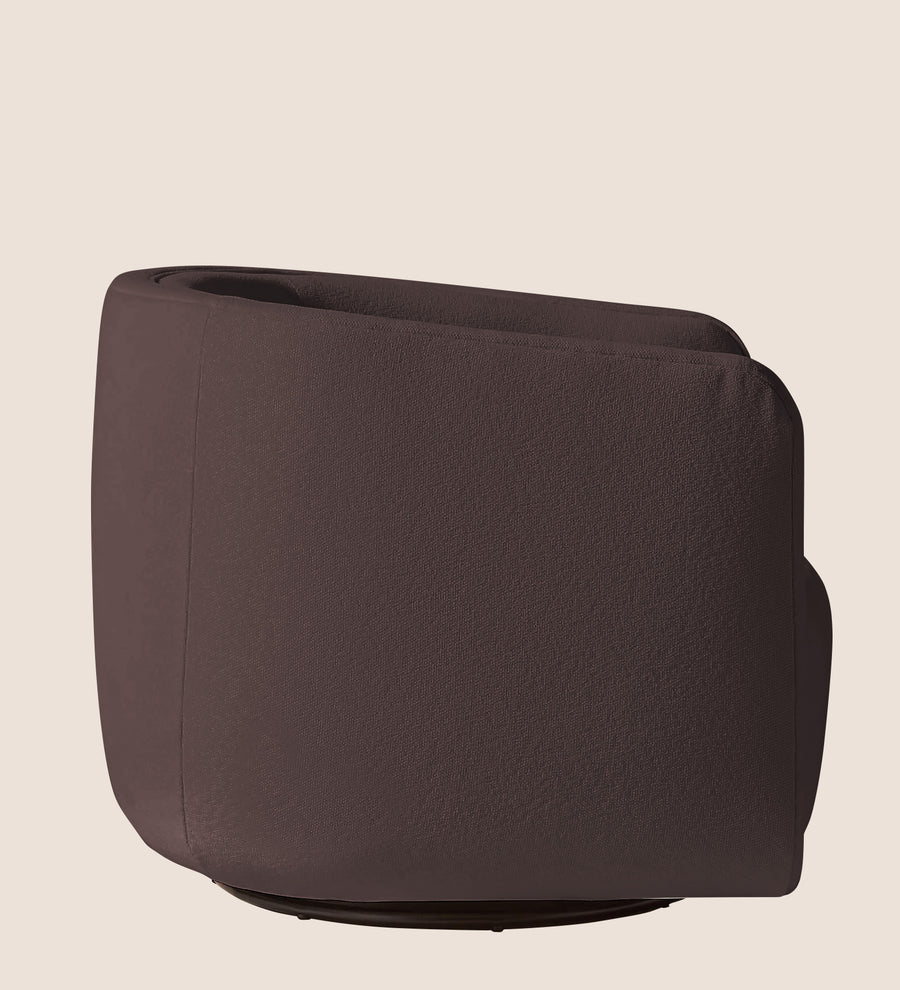Ria Fabric Swivel Chair In Night Brown Colour - Febonic Living