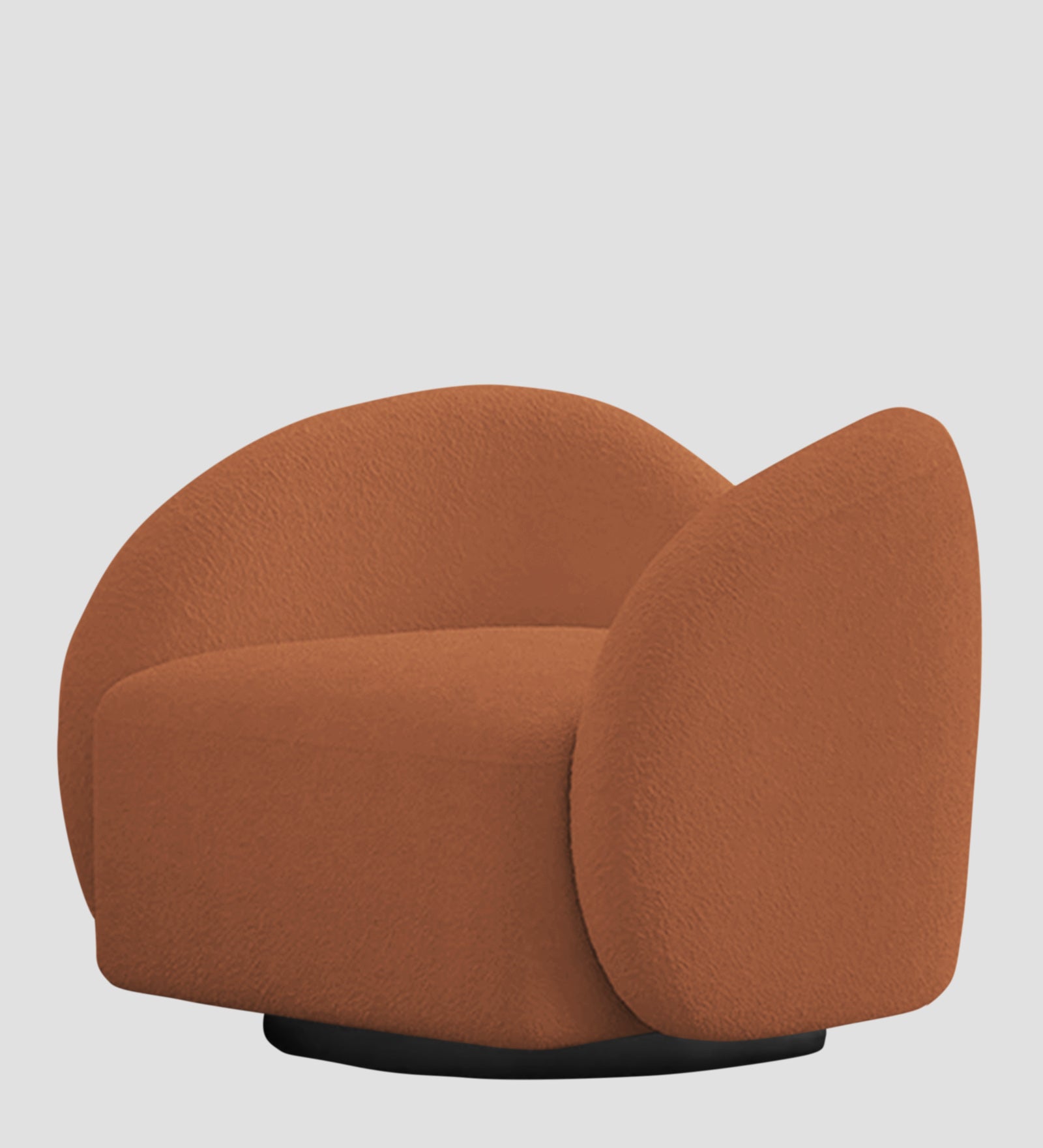 Miles Boucle Fabric Swivel Chair in Light Orange Colour