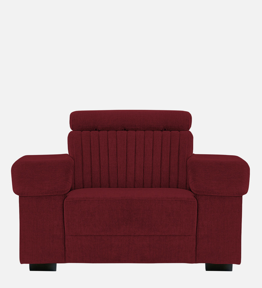 Draco Fabric 1 Seater Sofa In Blood Maroon Colour - Febonic Living