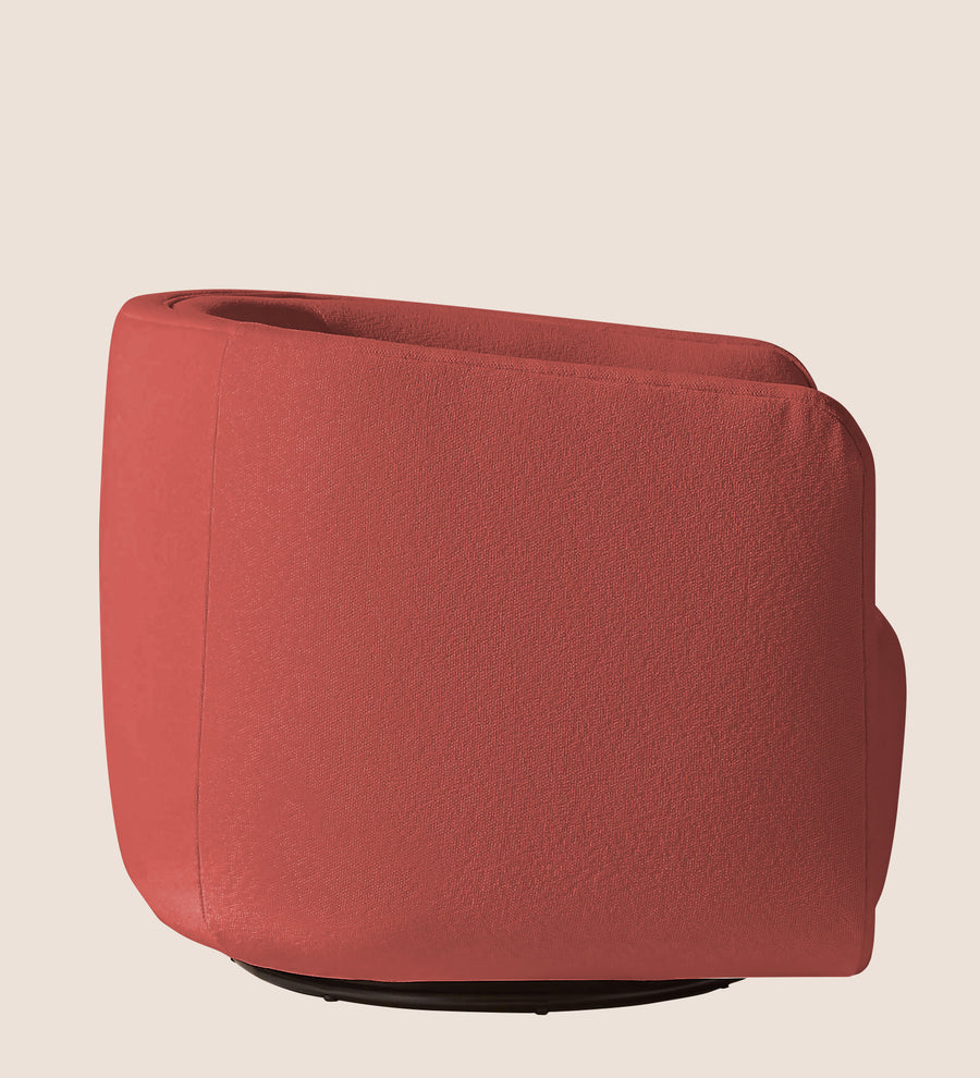 Ria Fabric Swivel Chair In Salmon Pink Colour - Febonic Living