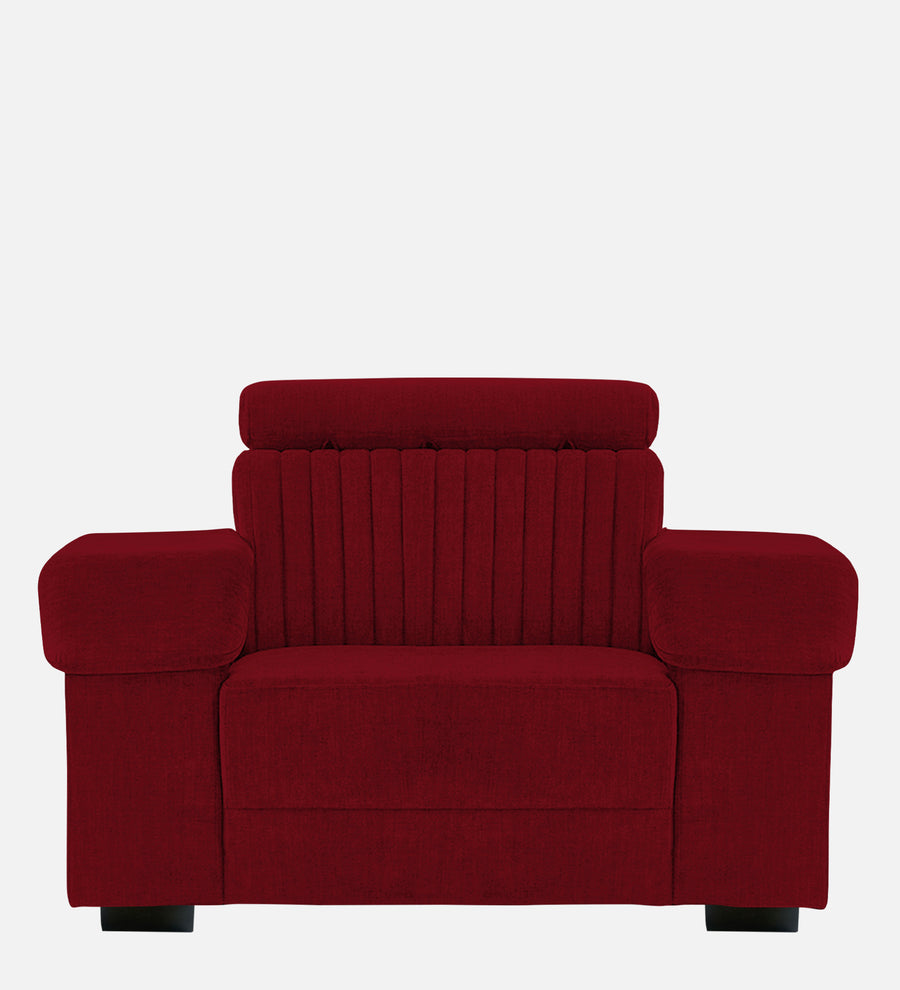 Draco Fabric 1 Seater Sofa In Ruby Red Colour - Febonic Living