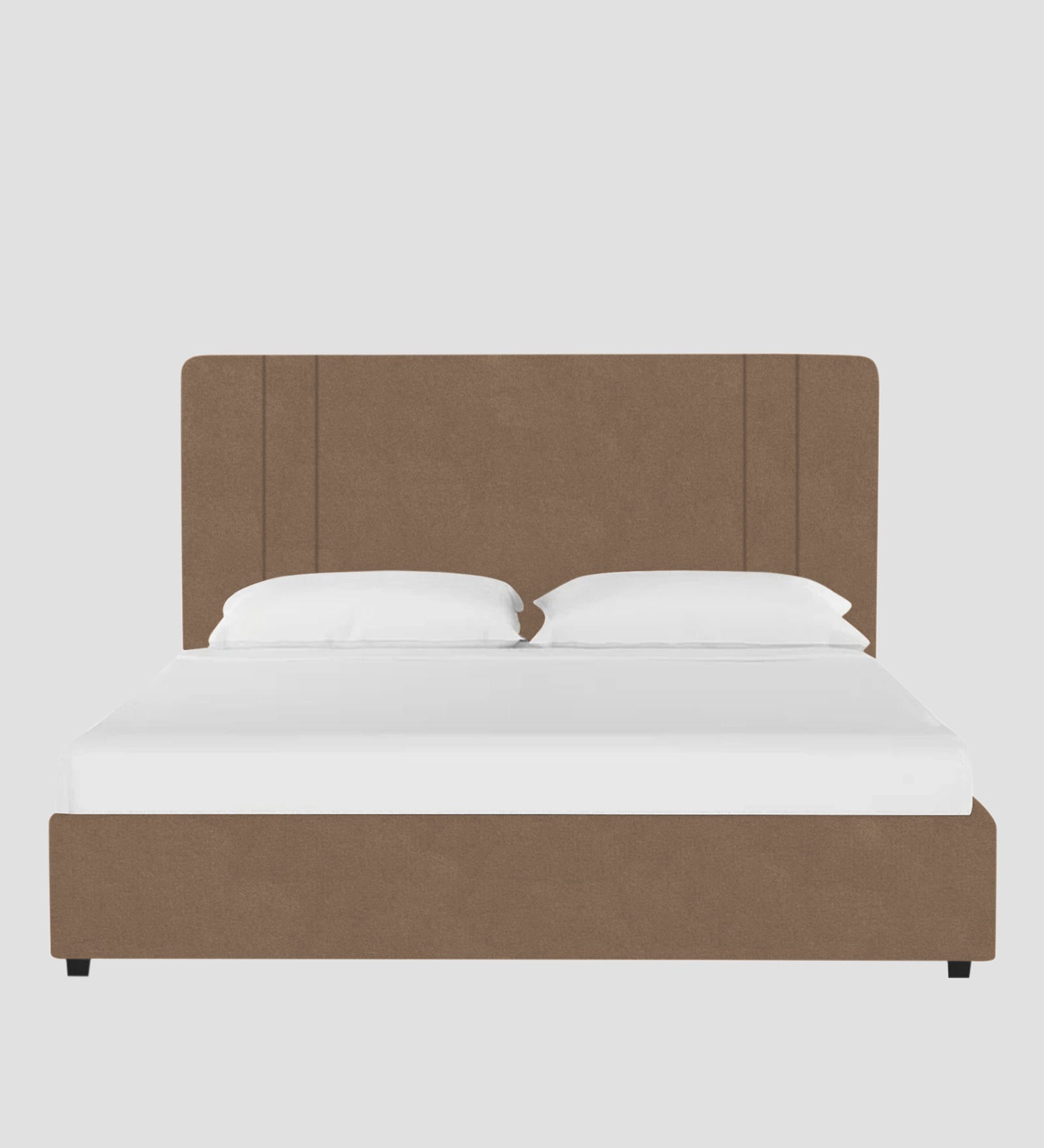 Asyra Velvet Queen Bed in Mocha Mouse Colour With Box Storage