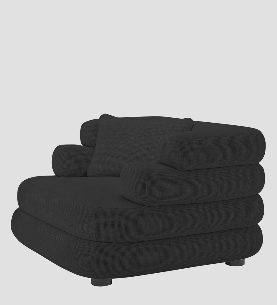 Wener Fabric 1 Seater Sofa In Bitter Black Colour - Febonic Living