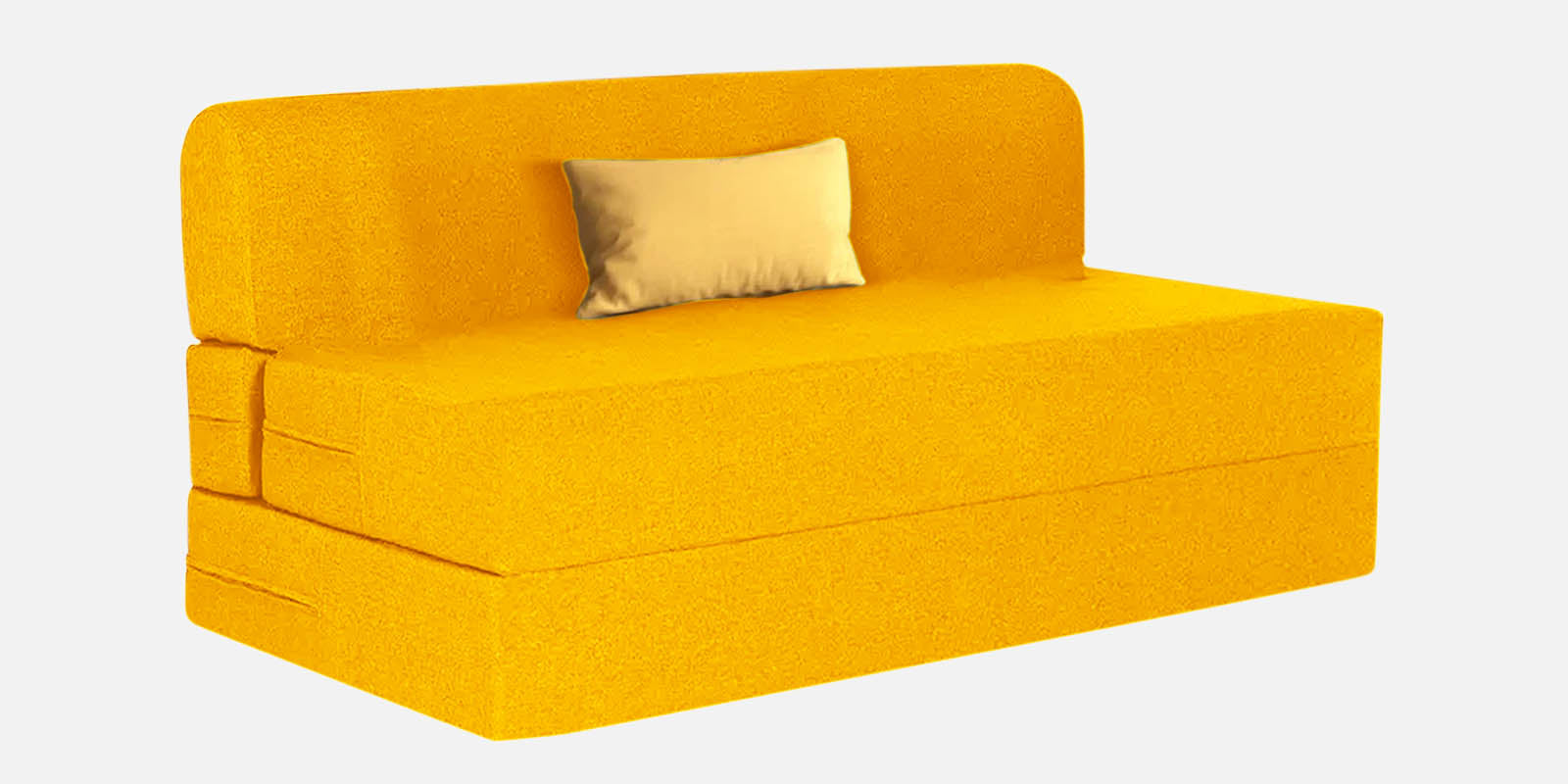 Fleepy Fabric 2 Seater Futon Sofa Cum Bed in Bold Yellow Colour