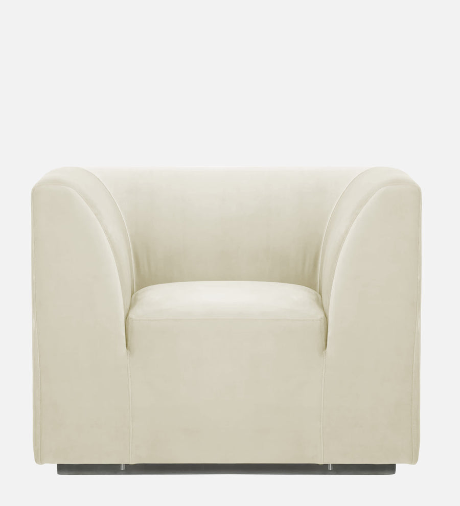 Bufa Velvet 1 Seater Sofa In Warm White Colour - Febonic Living