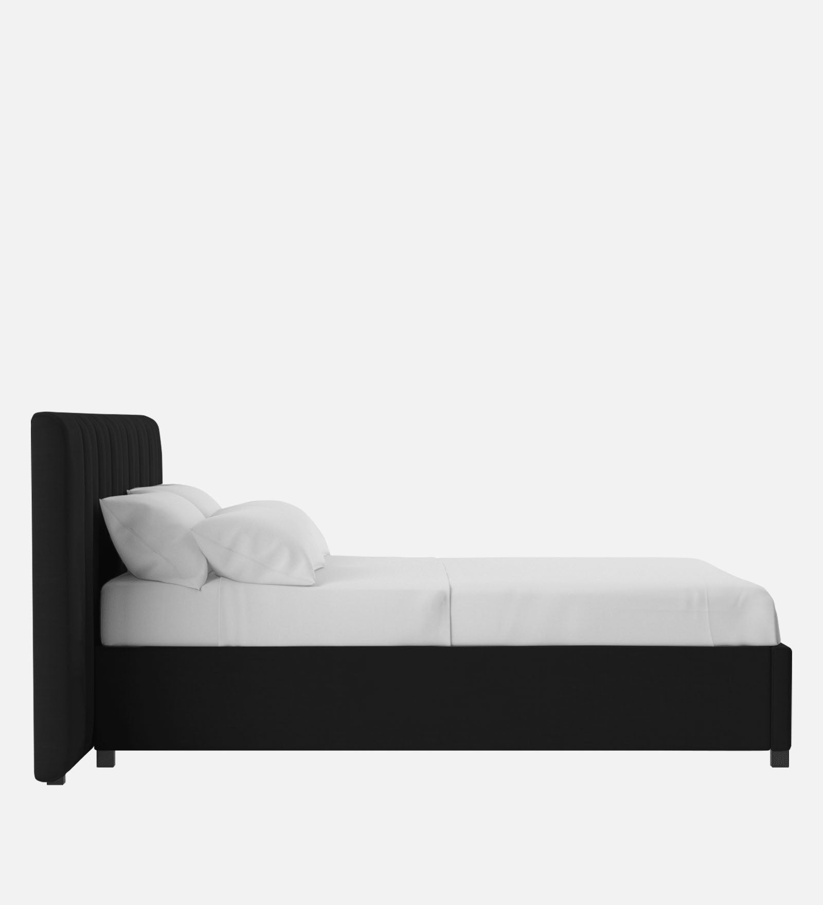 Nora Fabric Queen Size Bed In Zed Black Colour