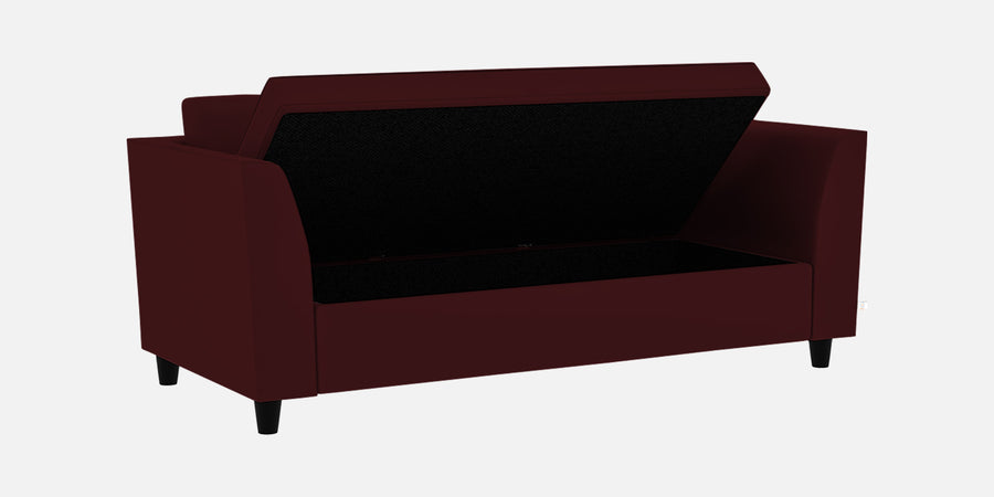 Bristo Velvet 3 Seater Sofa In Blood Maroon Colour With Storage - Febonic Living