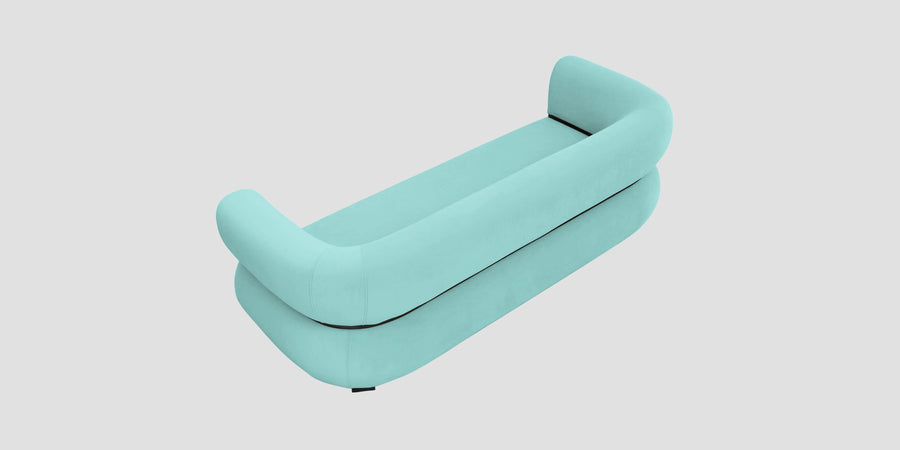 Kula Velvet 3 Seater Sofa In Barmunda Aqua Colour - Febonic Living