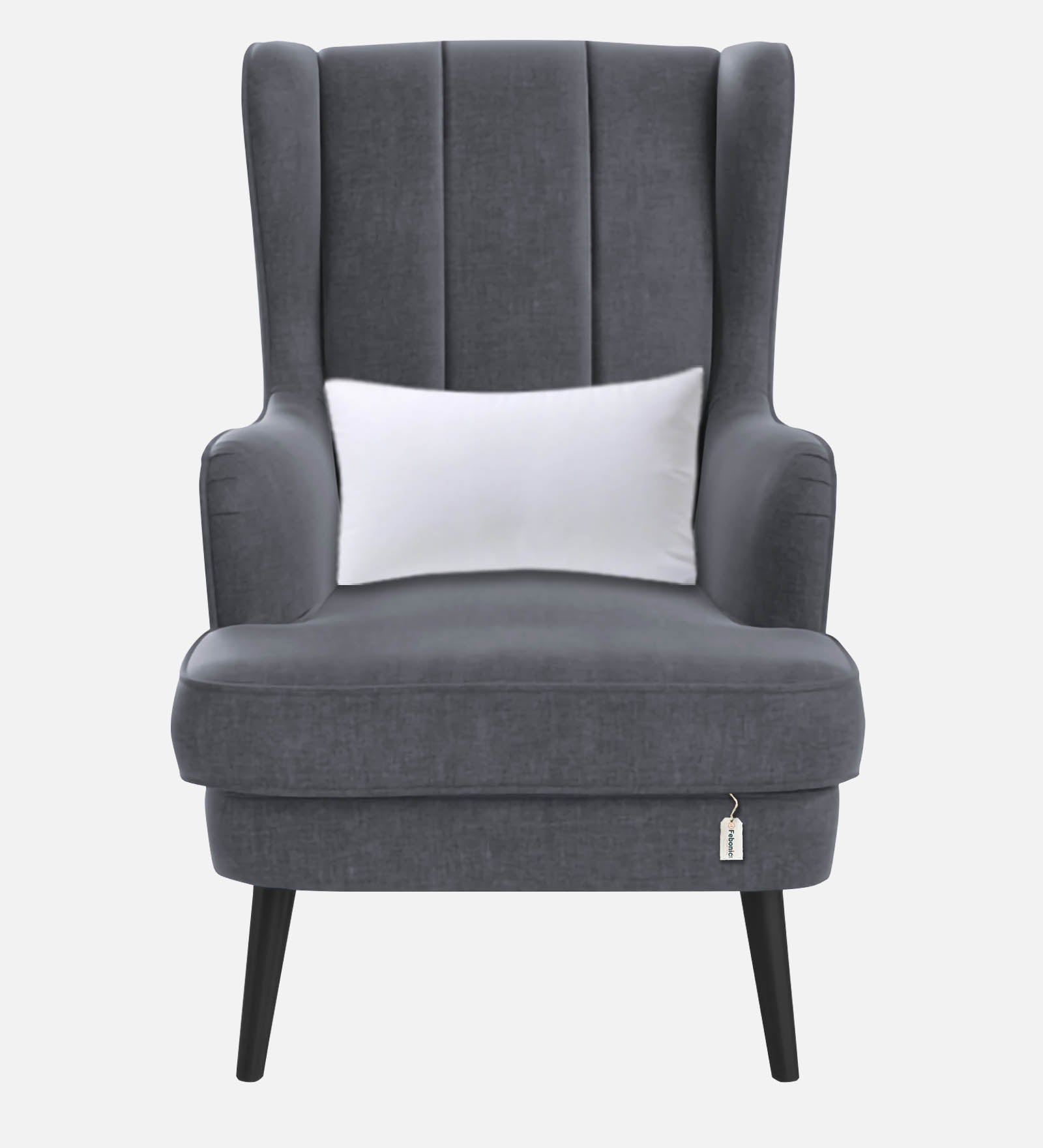 Niya Velvet Wing Chair in Pubble Grey Colour