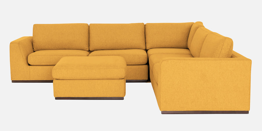 Freedom Velvet 6 Seater Rhs Corner Sofa In Turmeric Yellow Colour With Ottoman - Febonic Living