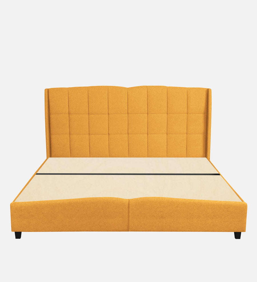 Jovi Velvet Upholstered King Size Bed In Turmeric Yellow Colour - Febonic Living