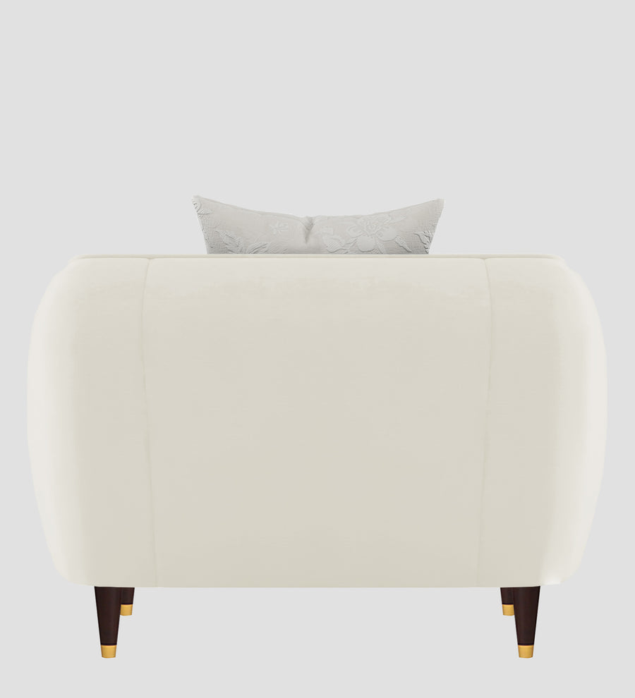 Hairo Velvet 1 Seater Sofa In Warm White Colour - Febonic Living