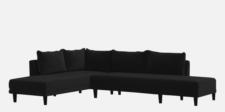 Ira Fabric Rhs 6 Seater Convertible Sofa Cum Bed In Zed Black Colour - Febonic Living