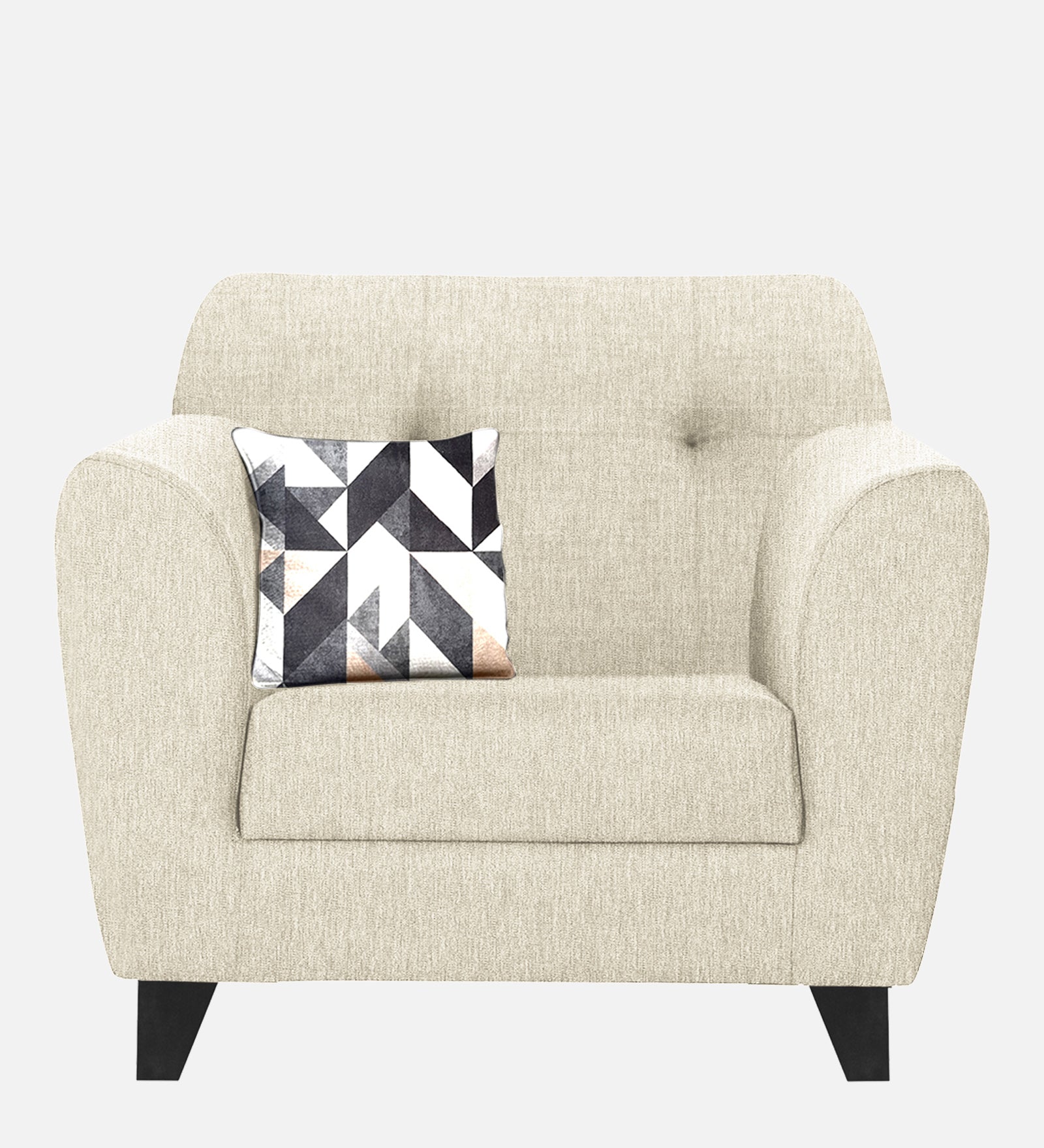 Melaan Fabric 1 Seater Sofa In Ivory cream Colour