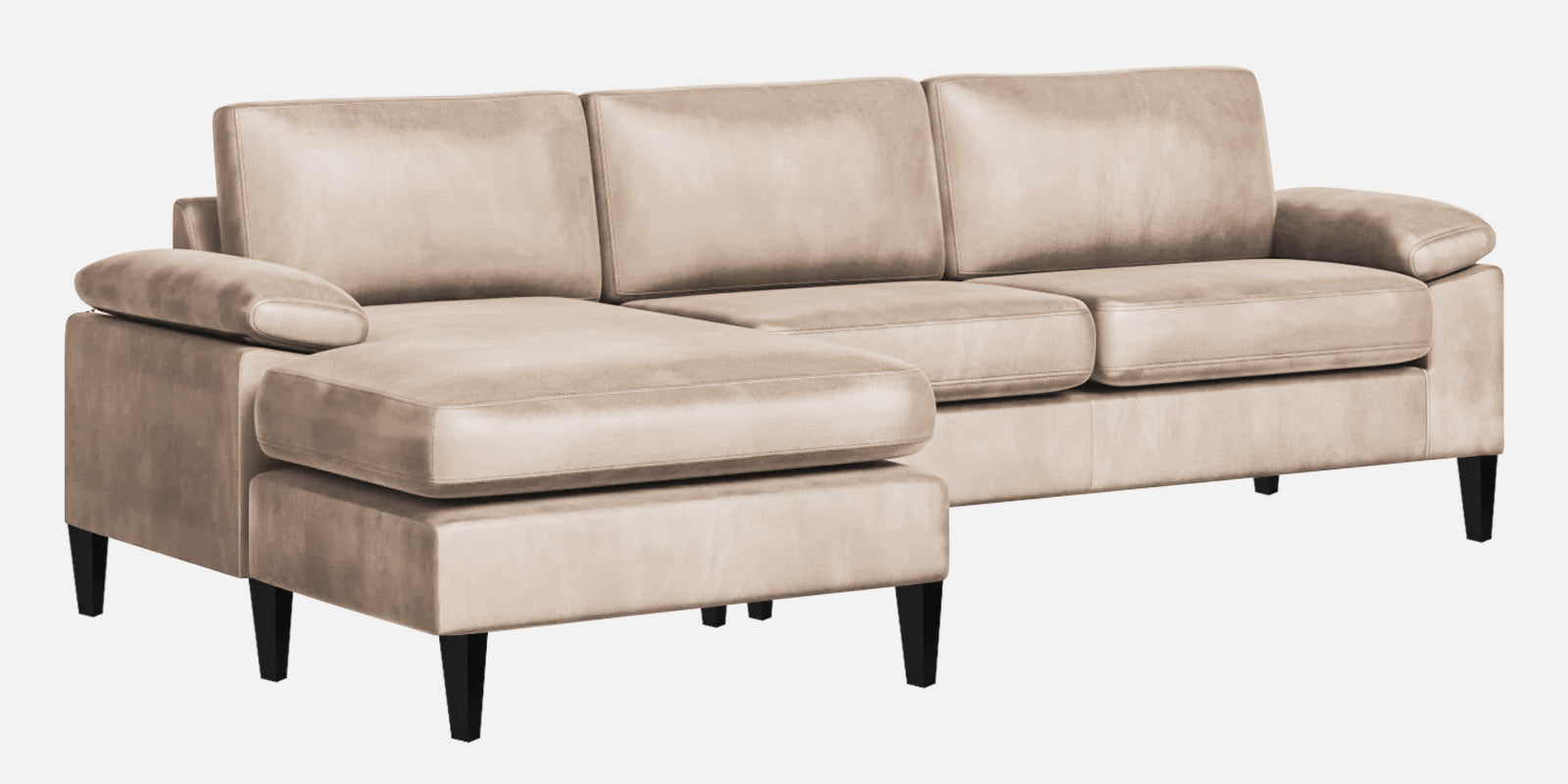 Vegas Velvet RHS Sectional Sofa (3+Lounger) In Camel Beige Colour