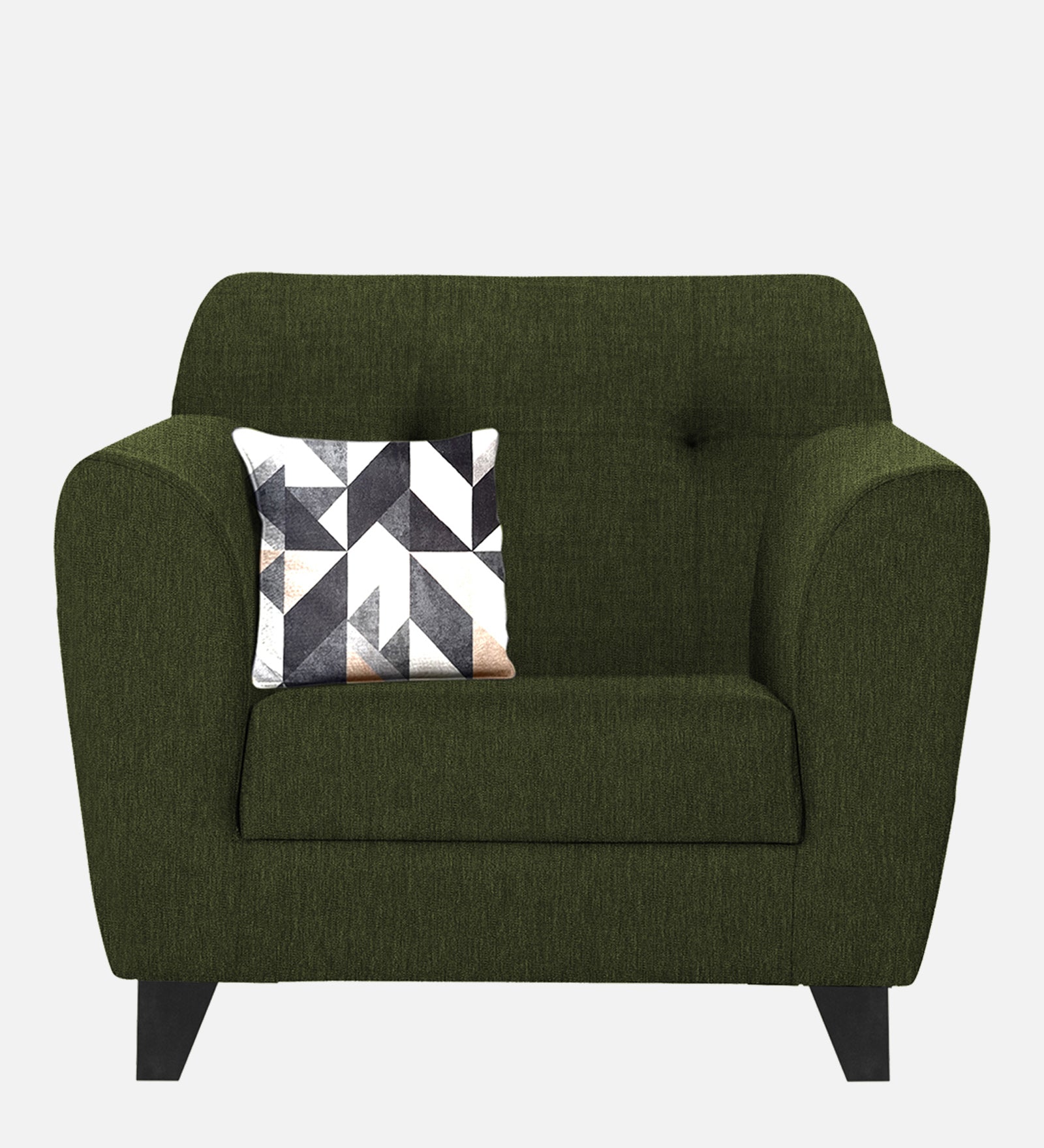 Melaan Fabric 1 Seater Sofa In Olive Green Colour