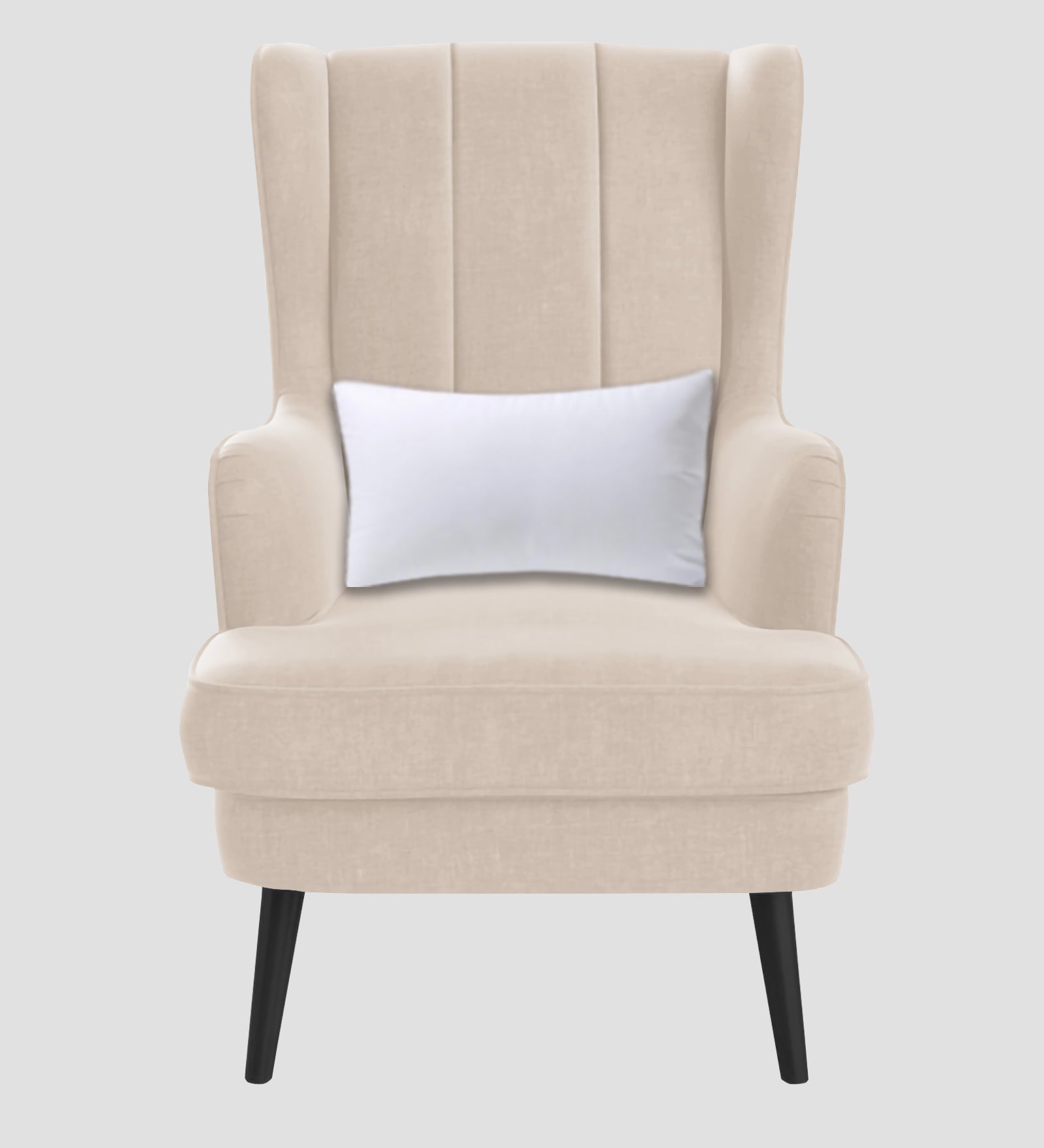 Niya Velvet 1 Seater Wing Chair in Camel Beige Colour