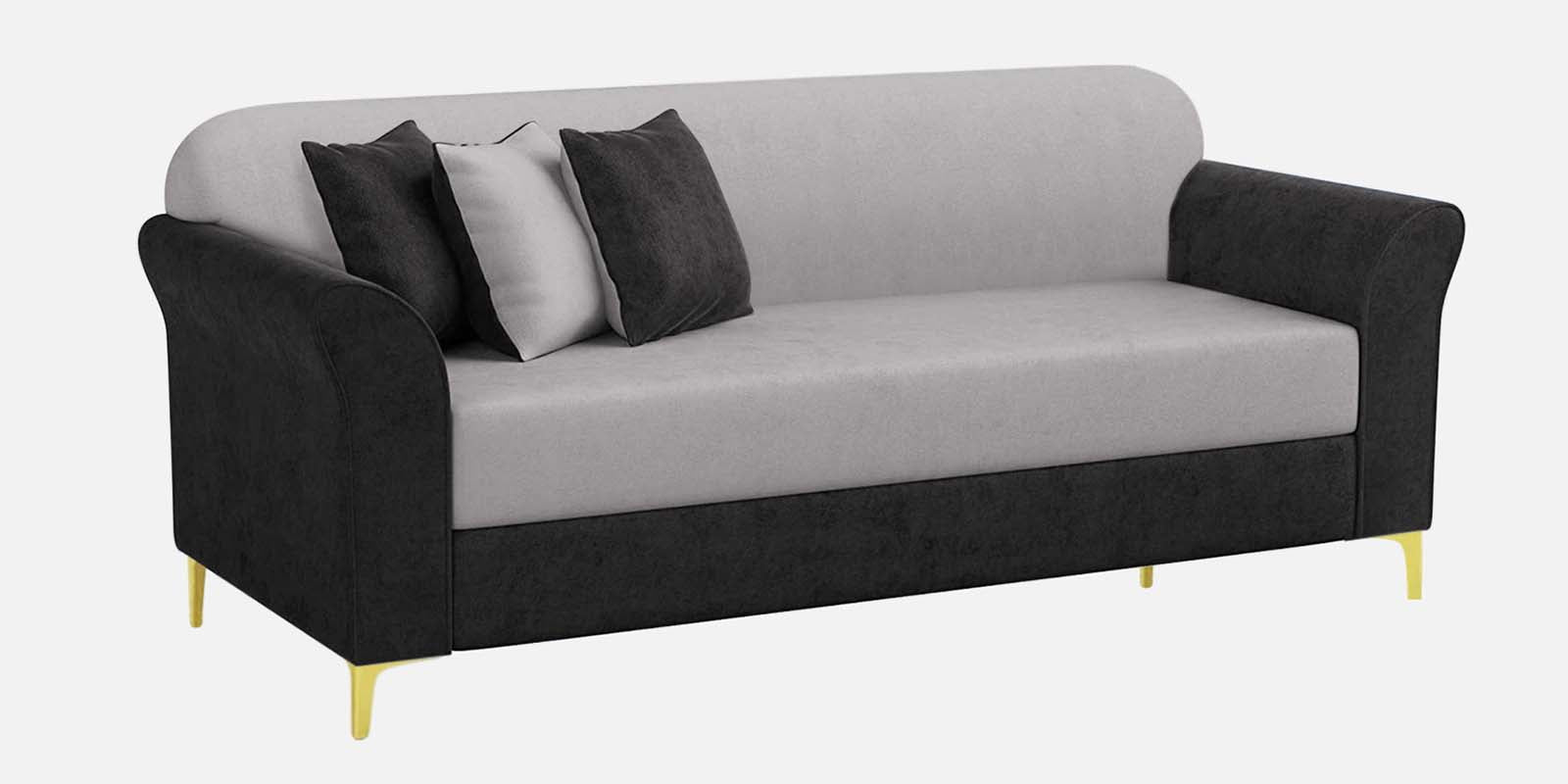 Jordan Velvet 3 Seater Sofa in Adam Black _ Concreate Grey Colour