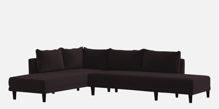 Ira Fabric Rhs 6 Seater Convertible Sofa Cum Bed In Cara Brown Colour - Febonic Living