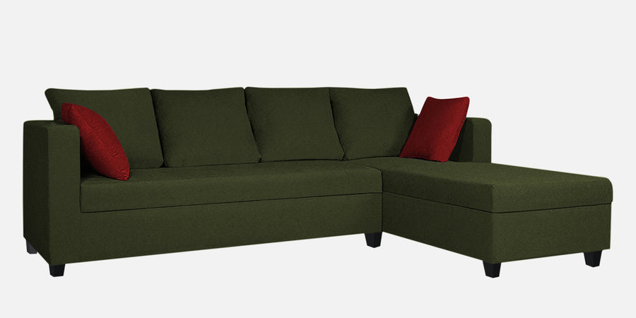 Nebula Fabric Lhs Sectional Sofa 3 Lounger In Olive Green Colour - Febonic Living