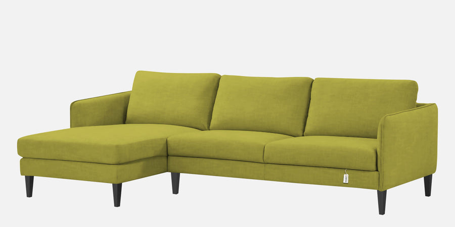 Piku Fabric Rhs Sectional Sofa 3 Lounger In Parrot Green Colour - Febonic Living